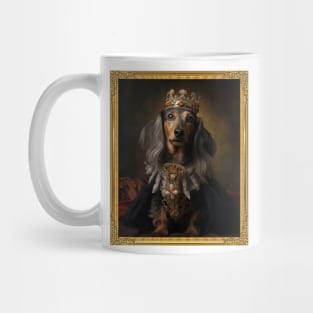 Graceful Long Haired Dachshund - Medieval German Queen  (Framed) Mug